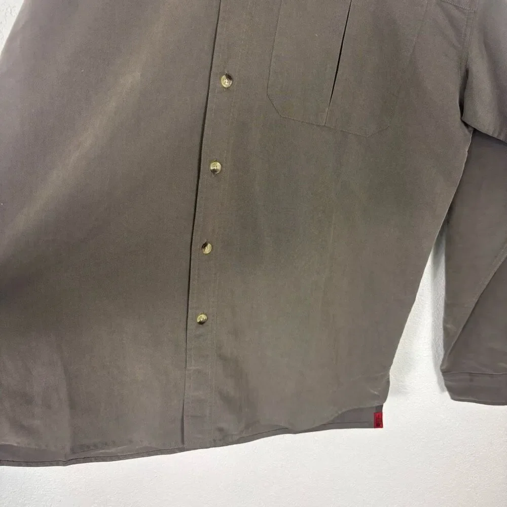 The North‎ Face Brown Modal Collared Button Down Shirt Men's Size Large